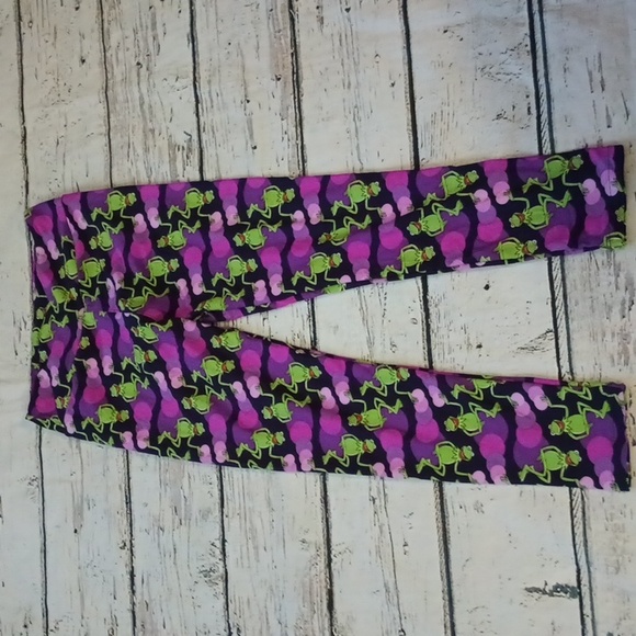 Lularoe Purple Green Kermit The Frog Leggings OS - Picture 1 of 7